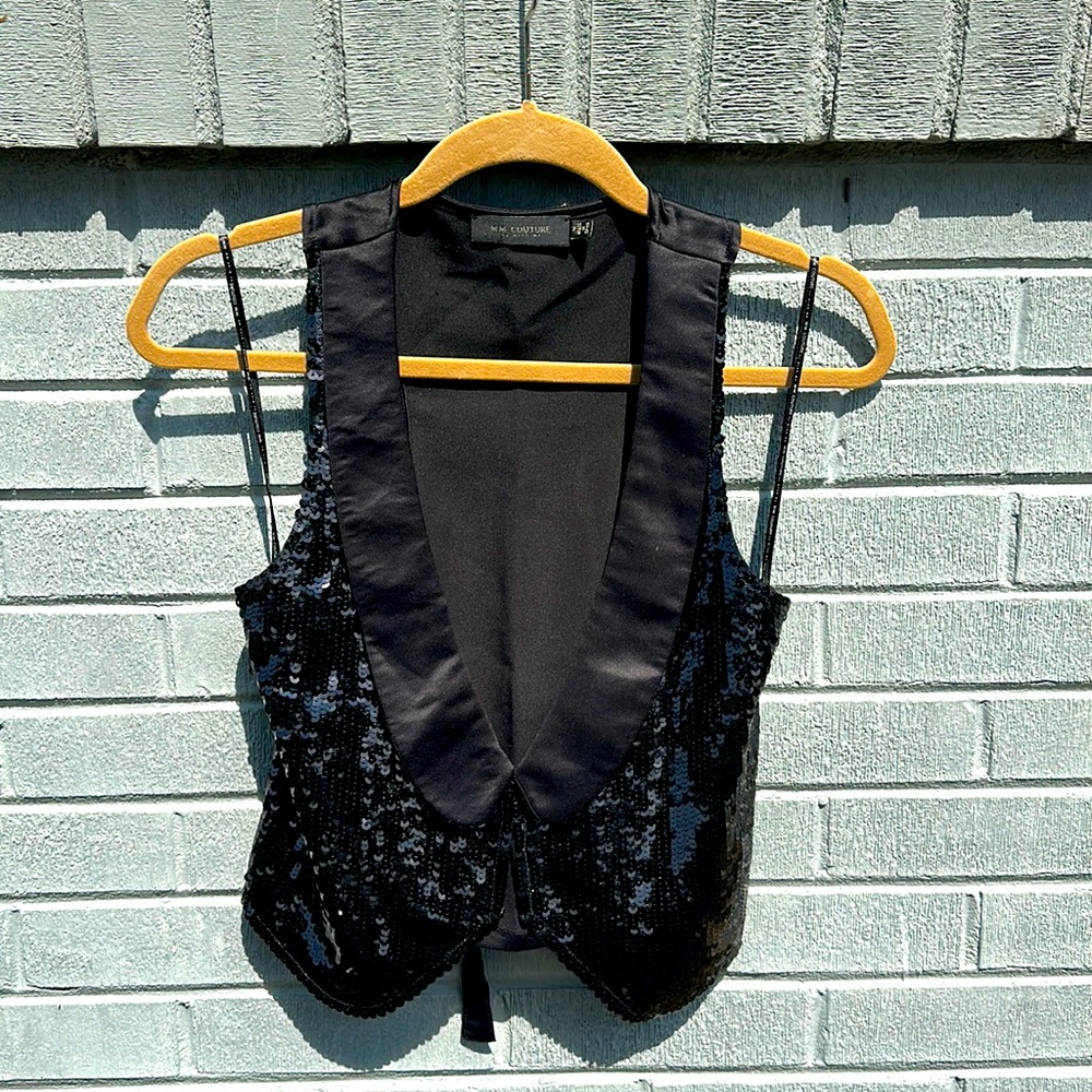 NWOT MM Couture by Miss Me Black Sequins Vest